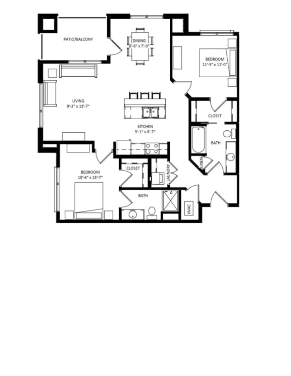 Floor Plan  2 Bedroom G2