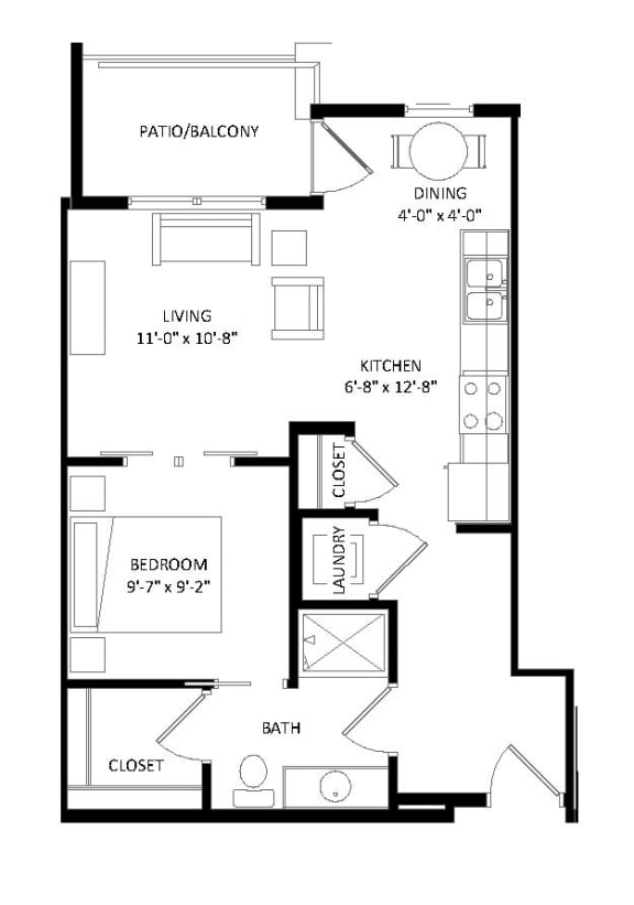 Studio B1 SIM Floor Plan Studio B1 SIM Floor Plan at Two Points Crossing, Madison, WI