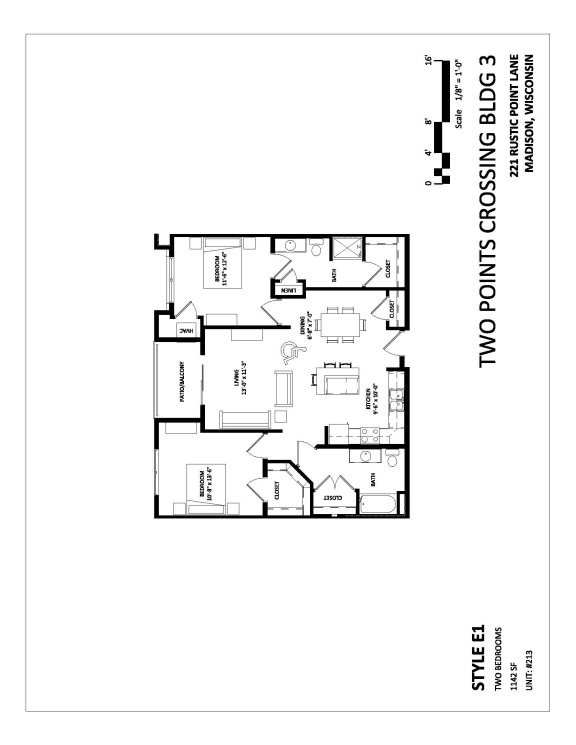 Floor Plan  2 Bedroom E1 ADA