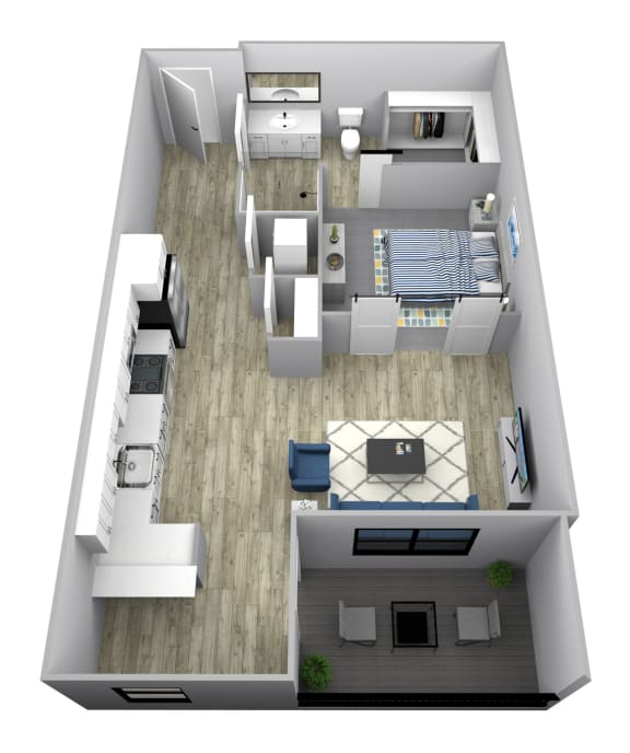 B - Studio 1 Bed 1 Bath Floor Plan at Two Points Crossing, Madison, Wisconsin