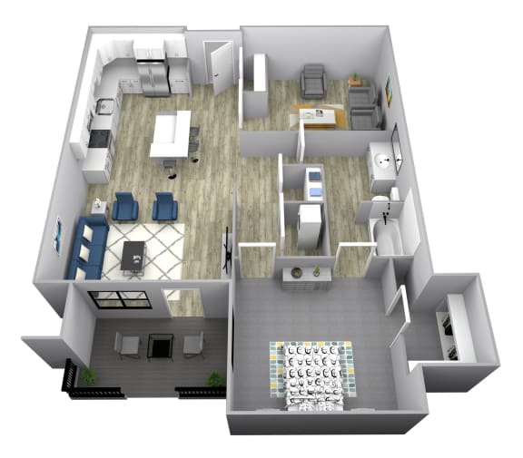 1 Bedroom &#x2B; Den H Floor Plan at Two Points Crossing, Madison