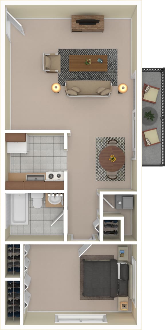  Floor Plan One Bedroom - Income Restricted