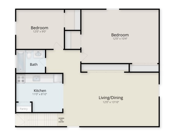  Floor Plan 2 Bedroom 1 Bath Luxury