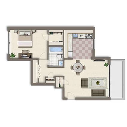  Floor Plan 1 Bedroom Affordable