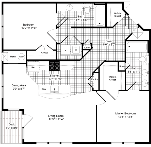 Grayson - 2 Bedroom floor plan