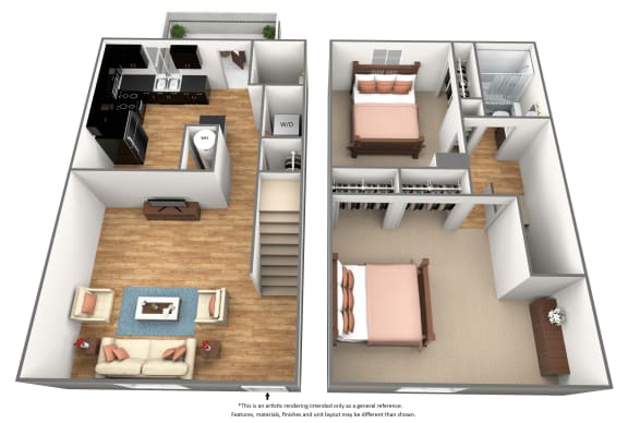 Floor Plan  2 bedroom 2 bathroom floor plan J at Park Place Apartments, Louisville, 40214