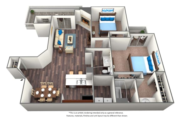 2 Bed 2 Bath Floor Plan 2 Bed 2 Bath Floor Plan at Glen at Mesa, Mesa, 85201