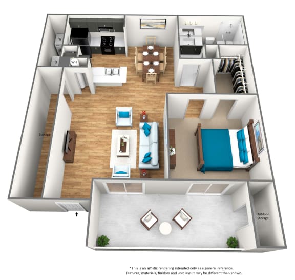1 bedroom 1 bath floor plan at The Parkway at Hunters Creek, Orlando, 32837