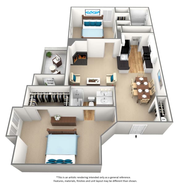 Floor Plan  2 bedroom 2 bathroom floor plan A at Montclair Apartments, Maryland