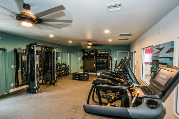 Gym with cardio and weight equipment