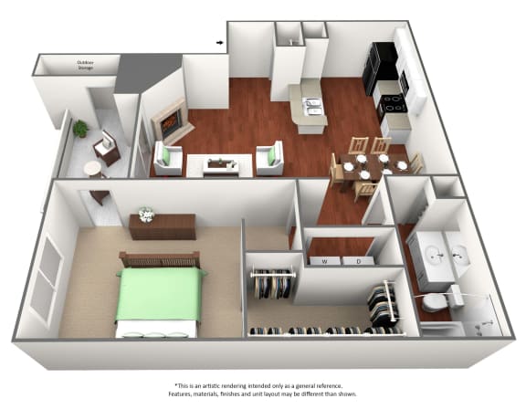 1 bedroom 1 bathroom floor plan A 1 bedroom 1 bathroom floor plan A at The Glen at Highpoint, Dallas, Texas