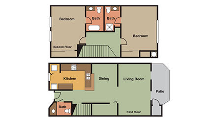 Floor Plan  Alderwood Floor Plan at Arcadia Townhomes, Federal Way, WA, 98023