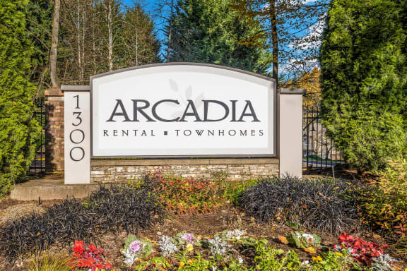 Welcoming Property Signage at Arcadia Townhomes, Washington