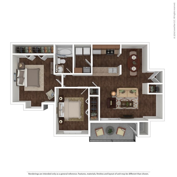 2 bedroom 1 bath floor plan at Canopy Glen, Georgia, 30093