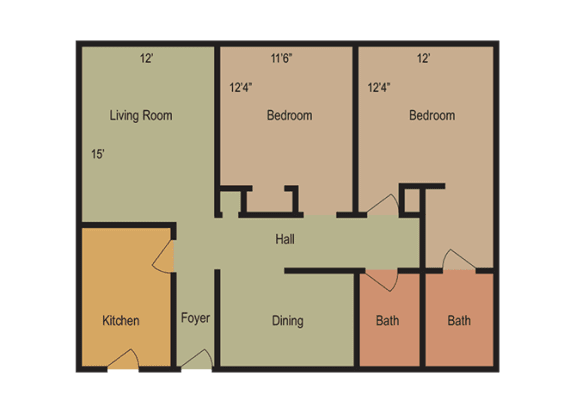 2 Bed 2 Bath Floor Plan 2 Bed 2 Bath Floor Plan at Esplanade at City Park, New Orleans, LA