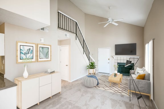 Living Room with Carpeting at Glen at Bogey Hills, St. Charles, 63303
