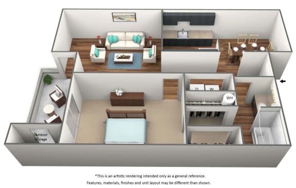 1 Bedroom 1 Bathroom Floor Plan at Glen at North Creek, Everett, WA