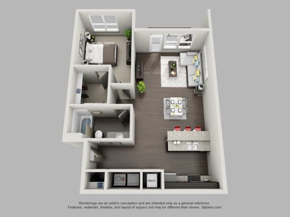 1 Bedroom 1 Bathroom Floor Plan at Heritage at Oakley Square, Cincinnati