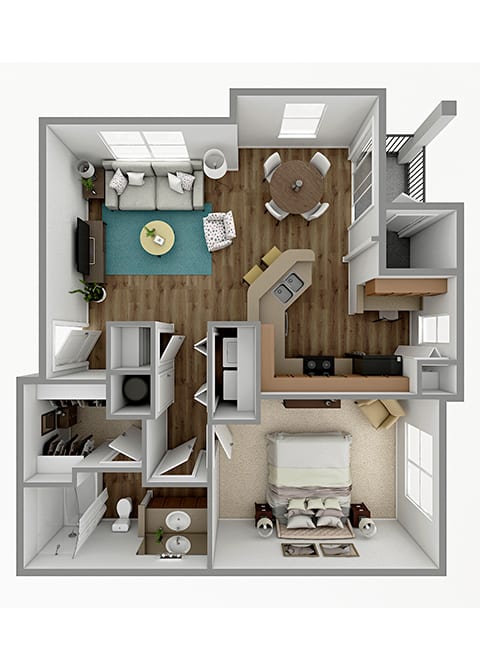1 Bedroom 1 Bath Floor Plan 1 Bedroom 1 Bath Floor Plan at Kingwood Glen, Kingwood, Texas