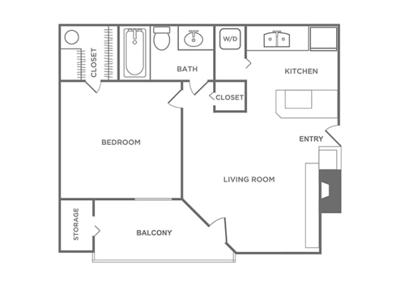 Floor Plan  1 Bedroom 1 Bathroom Floor Plan C at The Glen, Texas, 75067