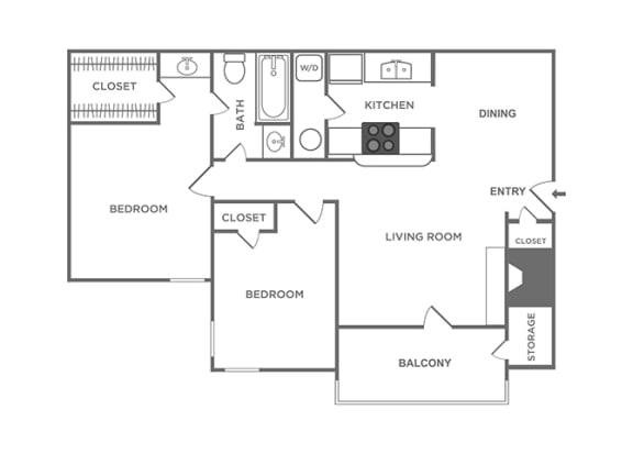 2 Bed 2 Bath Floor Plan A at The Glen, Lewisville, 75067