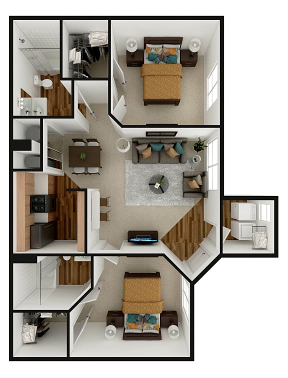 2 bedroom 2 bath floor plan at University Park Apartments, Orlando, FL, 32817