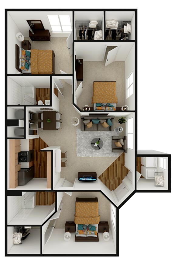 Floor Plan  3bedroom 3 bath floor plan at University Park Apartments, Orlando, FL
