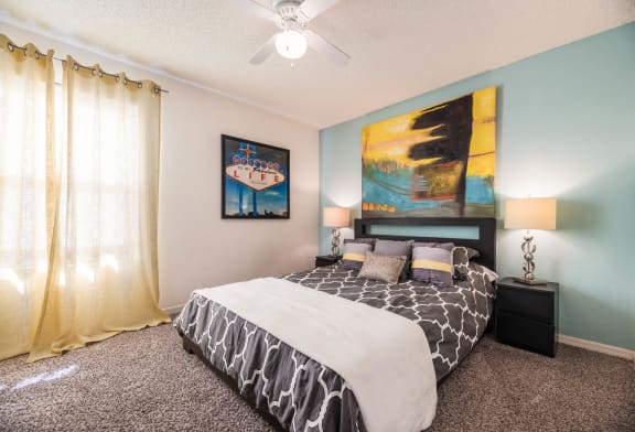 Bedroom with Ceiling Fan at University Park Apartments, Orlando