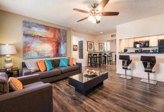 Living Room and Dining Areas at University Park Apartments, Florida