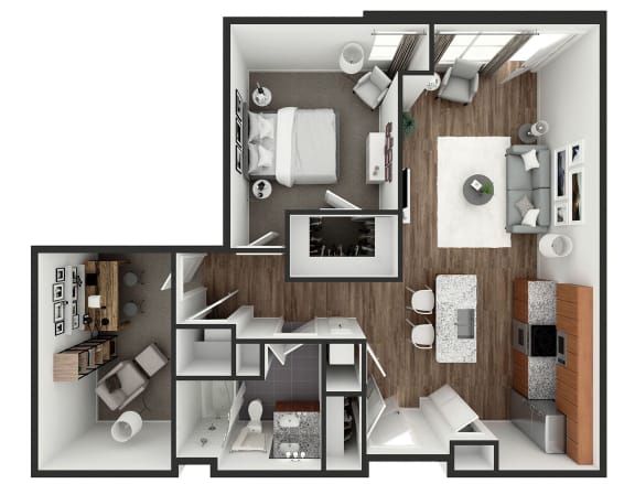1 bedroom 1 bath floor plan A12 at The View at Old City, Pennsylvania