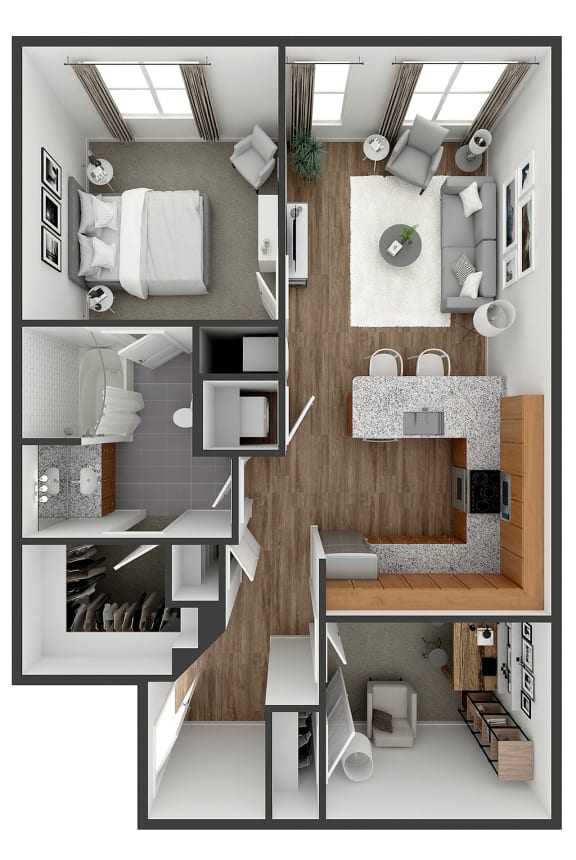 1 bedroom 1 bath floor plan A11 at The View at Old City, Philadelphia