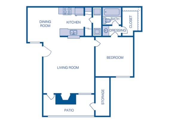 1 bedroom floor plan at The Willows on Rosemeade, Texas