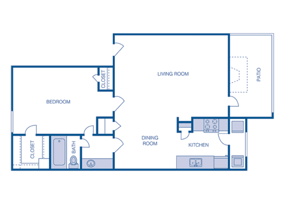 Floor Plan  1 bedroom floor plan A at The Willows on Rosemeade, Texas, 75287
