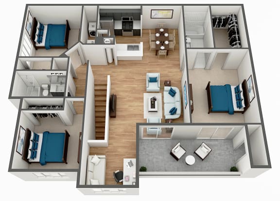 3 bedroom 2 bath floor plan 3 bedroom 2 bath floor plan at The Parkway at Hunters Creek, Orlando, FL, 32837