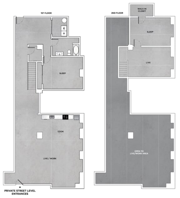  Floor Plan 2 Bedroom Live/Work Lofts (Street-Level)