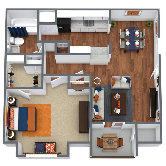 Floor Plan  Cypress 1x1 Floor Plan
