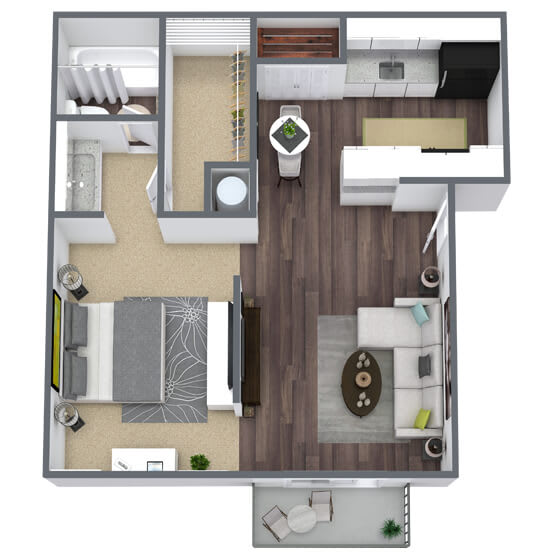 Floor Plan  1-Bedroom, 1-Bathroom Floor Plan, 550 SQFT.