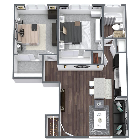 1 & 2 Bedroom Floor Plans Esprit Cherry Creek Apartments Glendale, CO