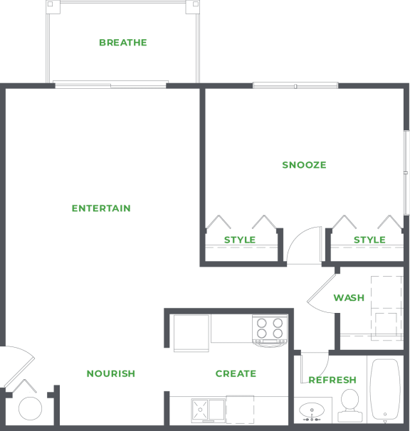 Our 1 Bedroom 1 Bathroom Floor Plan