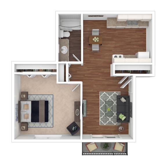 Greenfield Apartments Floorplans - 1x1 Garden