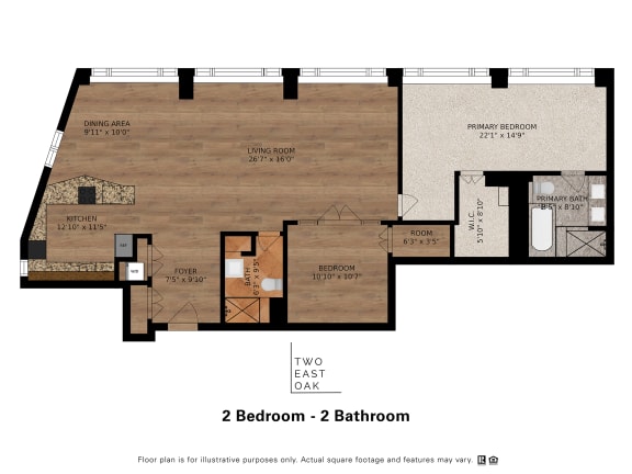  Floor Plan 2 Bedroom - 2 Bathroom