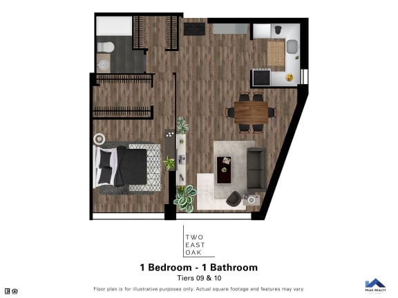  Floor Plan 1 Bedroom - 1 Bathroom