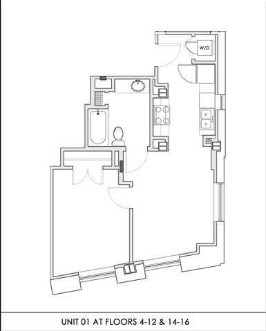 Floor Plan  UNIT 01 AT FLOORS 4-12 &amp; 14-16