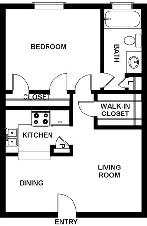 Aldrich Floor Plan at Bellaire Oaks Apartments, Houston, TX, 77096