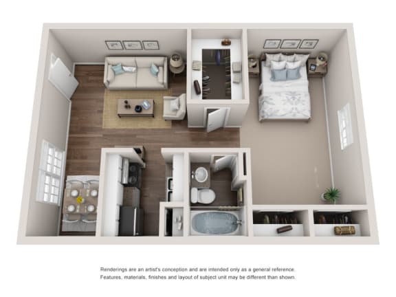 A5 Floor Plan at Bellaire Oaks Apartments, Houston, 77096