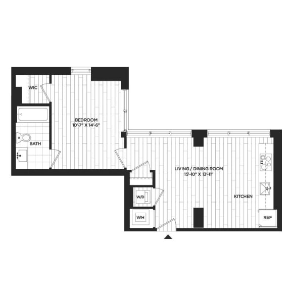 Floor Plan  1 Bed - 1 Bath | A02