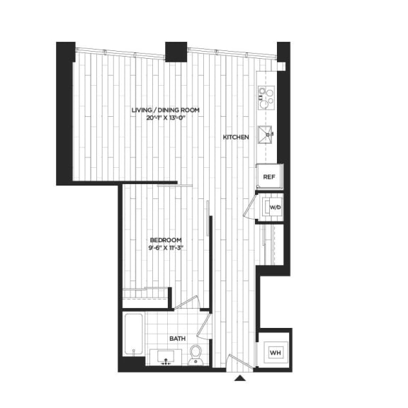 Floor Plan  1 Bed - 1 Bath | A04A