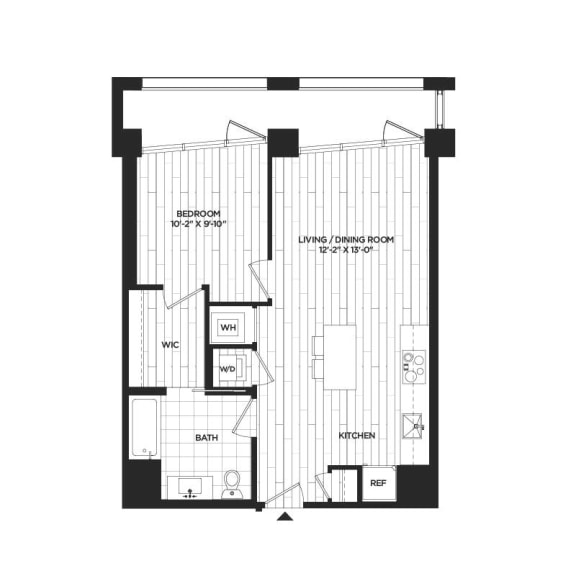 Floor Plan  1 Bed - 1 Bath | A08