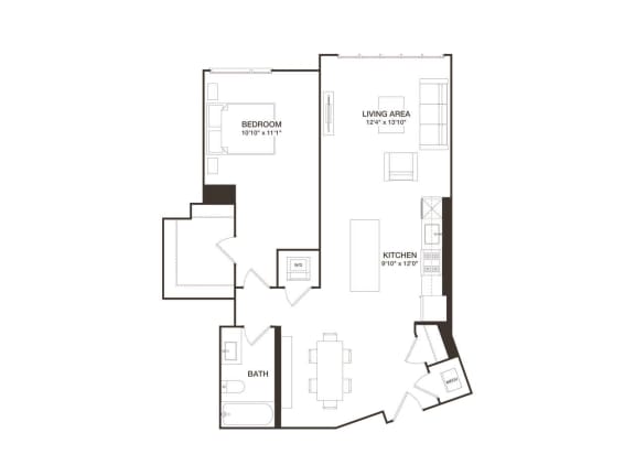 Floor Plan  1 Bed - 1 Bath | A04