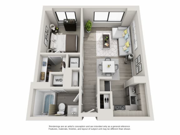 Floor Plan  1 bedroom apartment layout